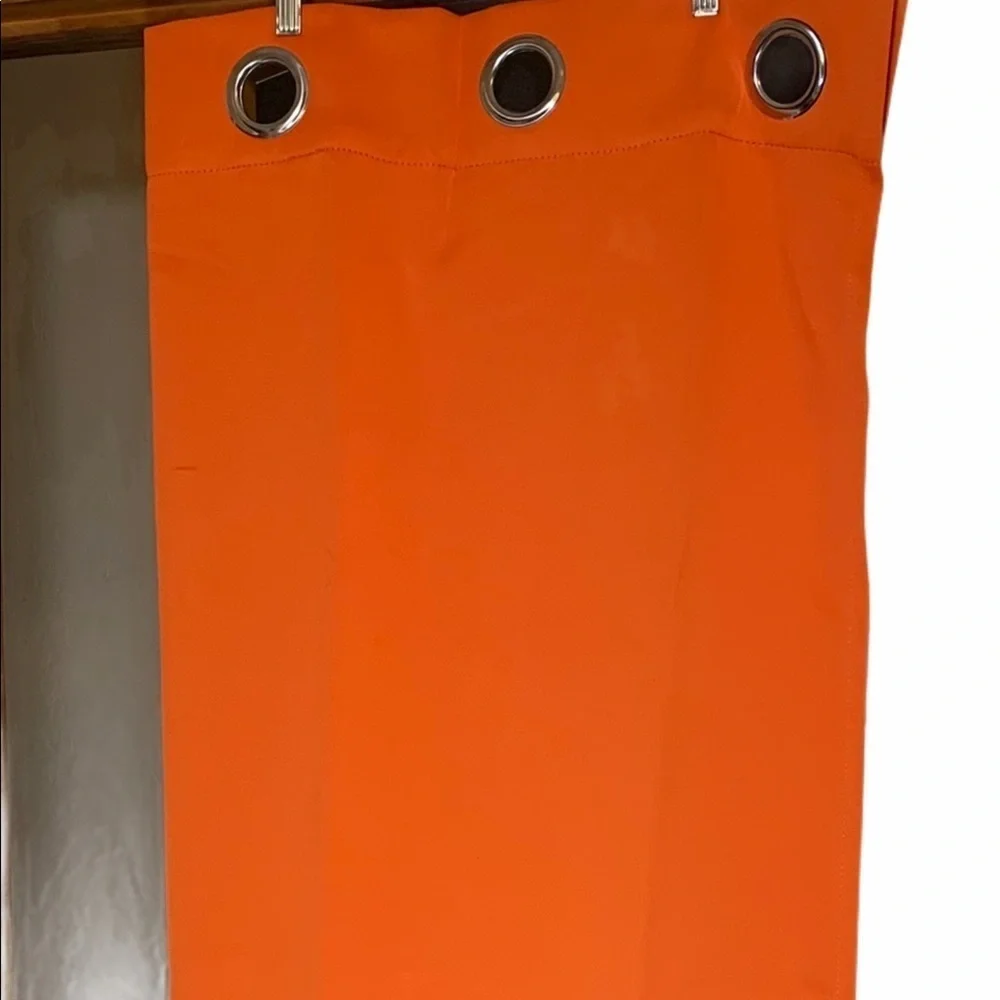 Orange Solid Curtain Panel Grommets 43